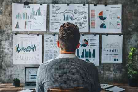 Mann prüft Finanzdaten